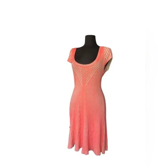 Free People Hot Off The Press Stretch Ribbed Knit Coral Pink Dress Size … - Picture 7 of 8